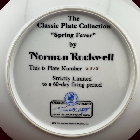 VTG THE CLASSIC PLATE COLLECTION "SPRING FEVER" by NORMAN ROCKWELL, PLATE # 2815 - Picture 3 of 5
